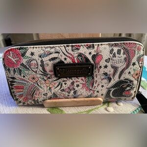 Loungefly Black and Pink Patterned Wallet
